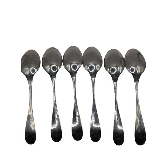 Set Of 6 Oxford Hall Crystal Palace Stainless Steel Teaspoons With Bead Edge Des - Picture 5 of 5